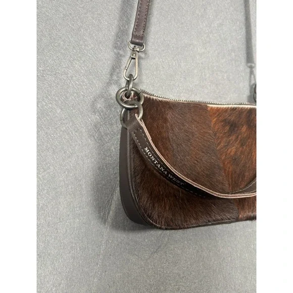 Montana West Crossbody Bag Womens Brown Genuine Leather Hair-On Hide Western - Picture 6 of 16